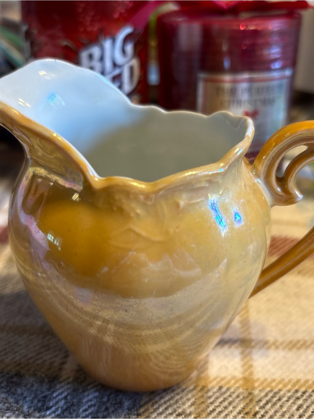 Glazed Yellow Ceramic Creamer Pitcher - Home Art
